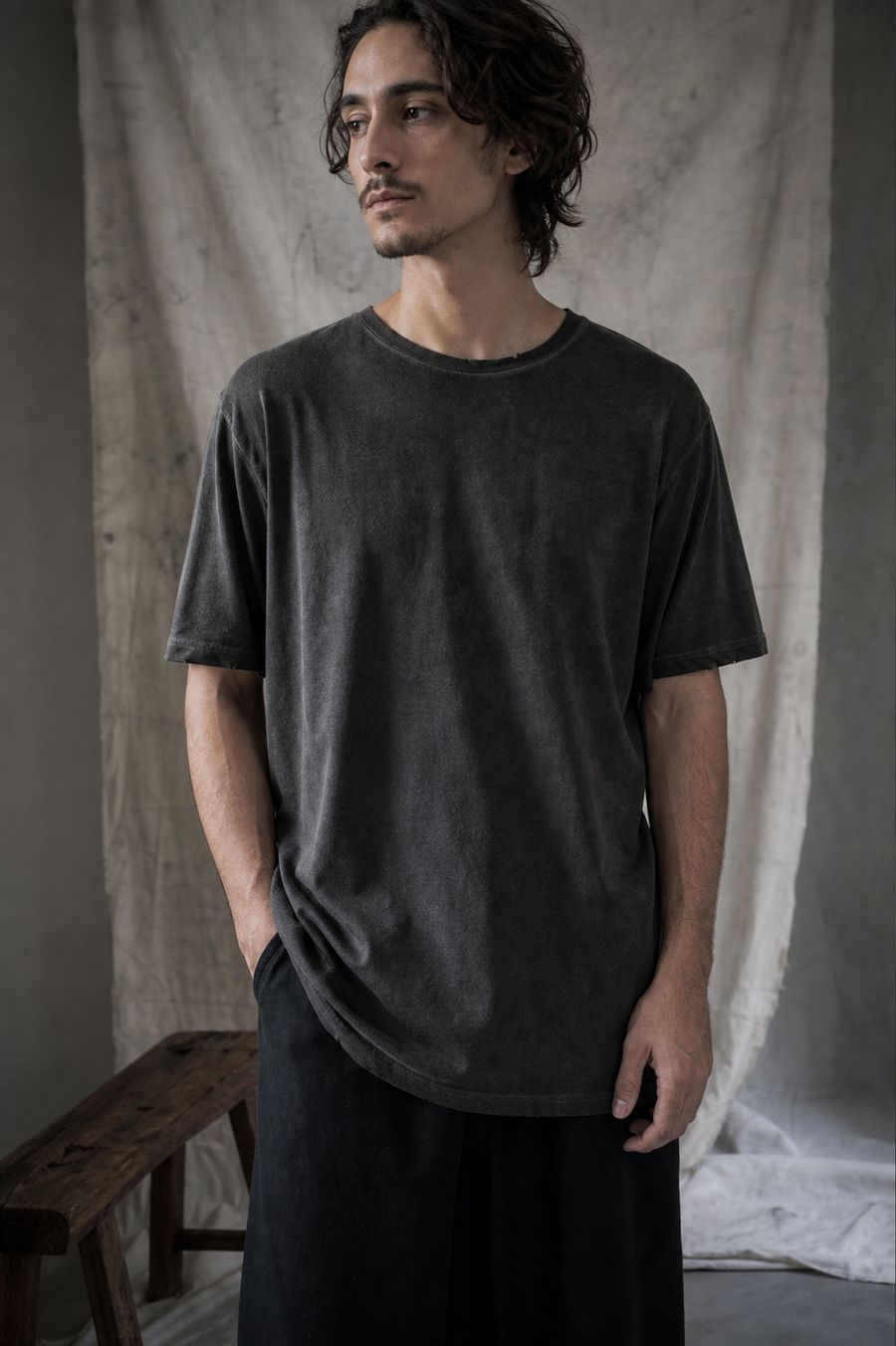 AITO Washed Cotton T-Shirt — Charcoal