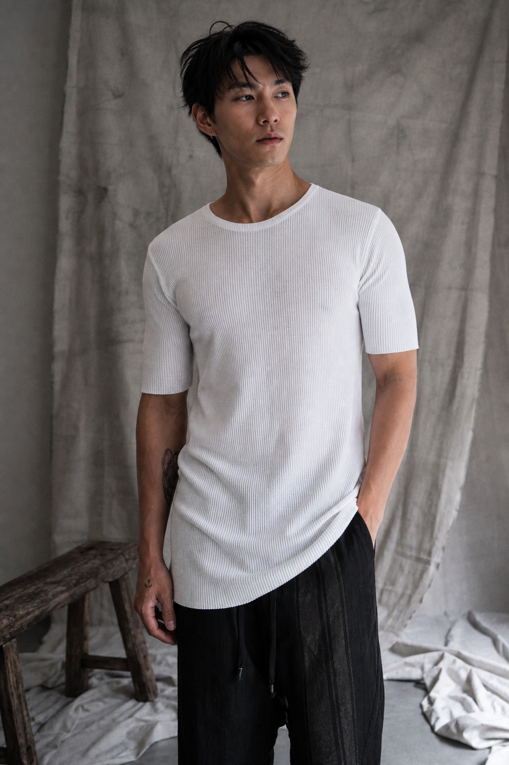 AITO Ribbed Cotton T-Shirt — White