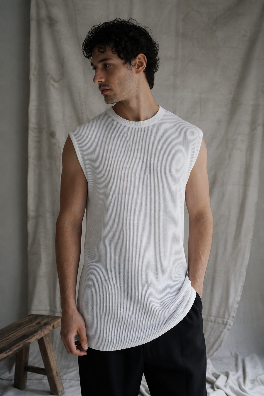 AITO Ribbed Tank Top — White