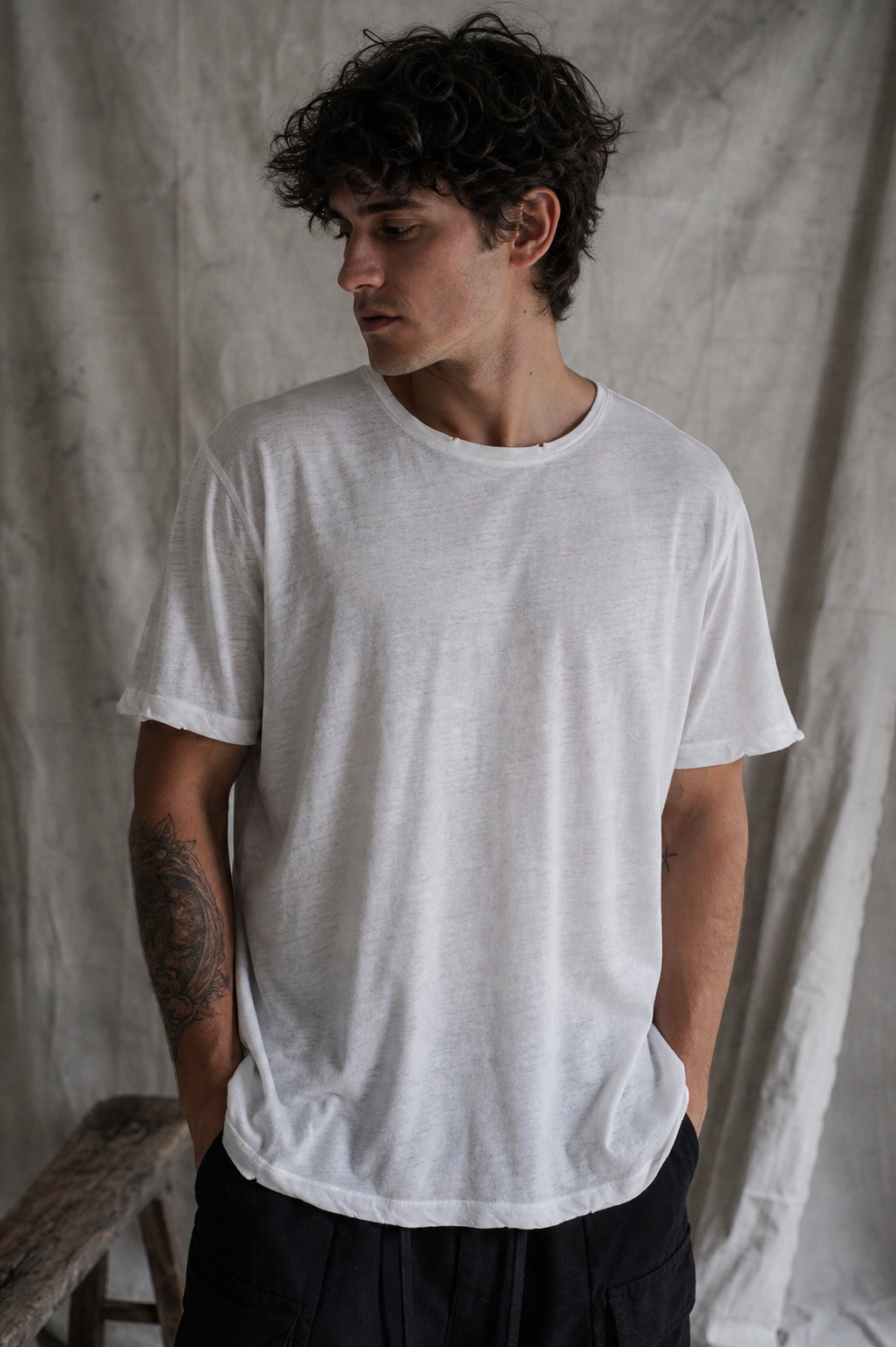 AITO Vintage Washed Cotton T-Shirt — Stone