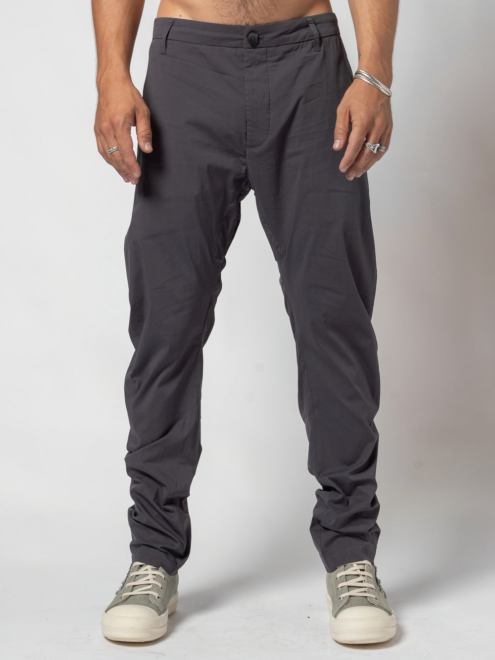 Low-Rise Slim Pants — Dark Grey